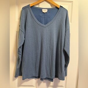 ANDREE BY UNIT Blue Textured Knit Top, NWOT